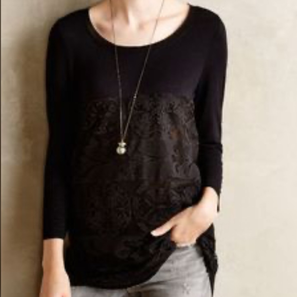 Meadow Rue Anthropologie Capriccio Lace Top Small